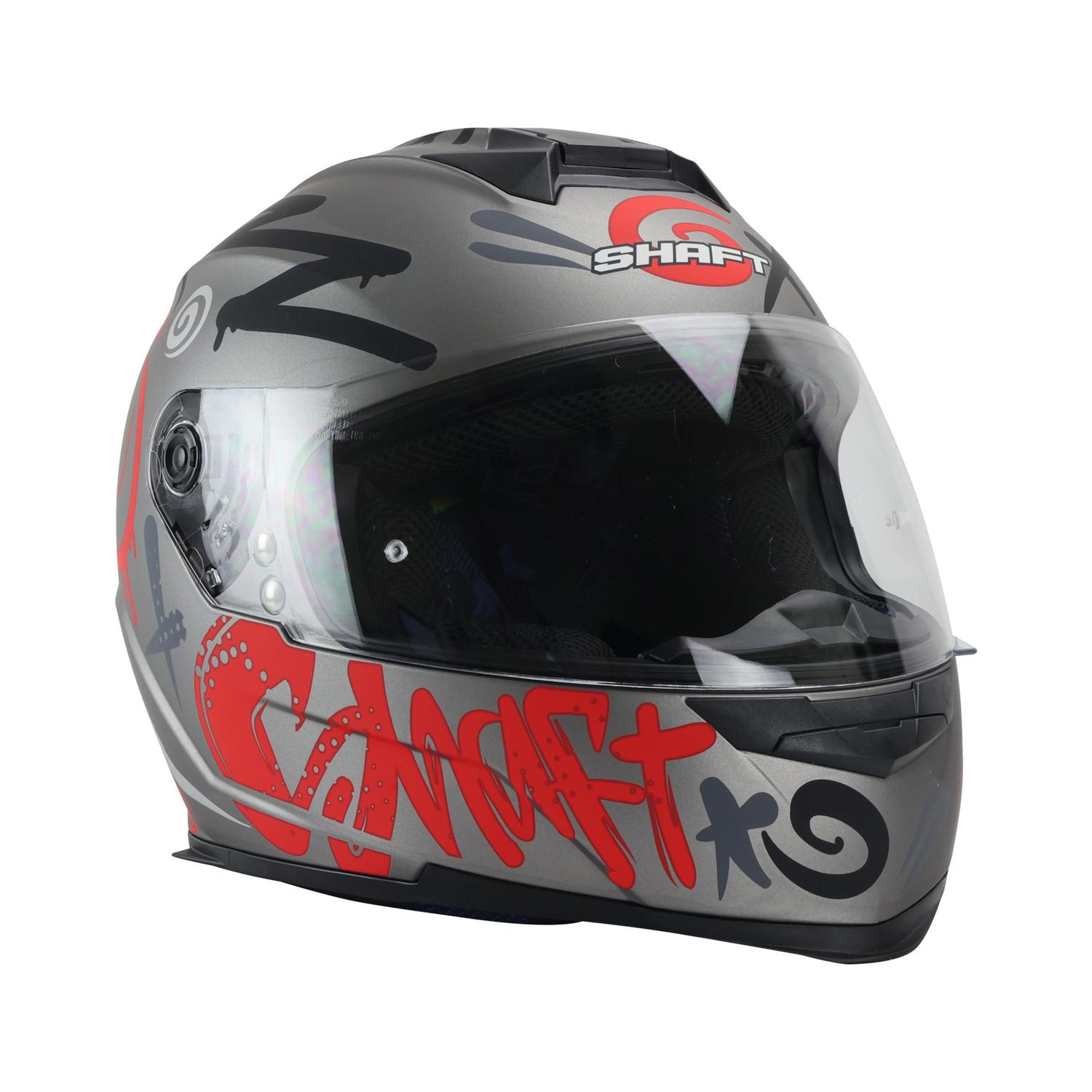 Casco Shaft Sh502 Gris Rojo Mate Handme Cerrado SUPERMOTO