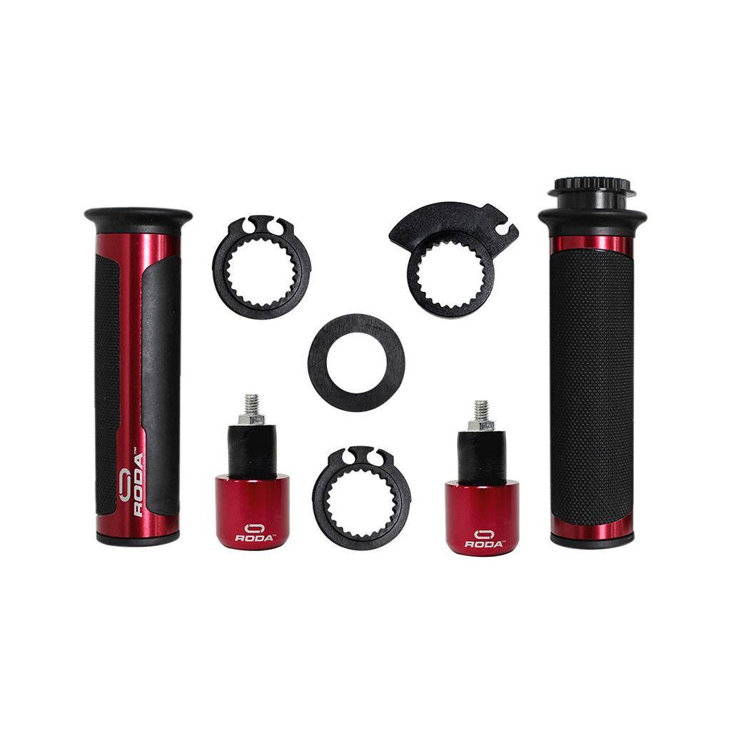 Puños Negros Con Contrapeso Aluminio Rojo Set Roda - SUPERMOTO